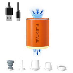 FLEXTAILGEAR TINY PUMP2 X, Elektrische Luftpumpe mit 1300mAh Akku, Tragbare Kompakte Mini Pumpe USB Aufladbar zum Aufblasen u. Absaugen für…