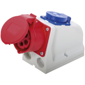 REV CEE Wandsteckdose, 400 VAC u. 230 VAC, 16 A, 5-polig, 3P + N + PE, IP44, mehrfarbig
