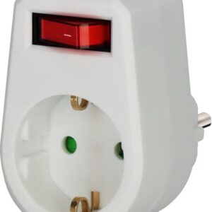 Brennenstuhl Steckdosenadapter, Schutzkontaktsteckdose mit Schalter (Zwischenstecker mit erhöhtem Berührungsschutz) weiß