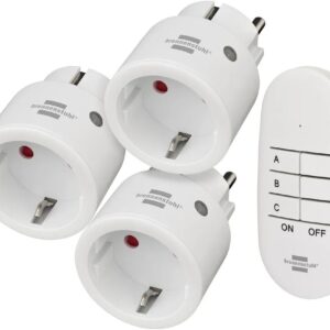 Brennenstuhl Comfort-Line Funksteckdosen-Set Mini 3+1, 3er Funkschalt-Set (Innenbereich, mit Handsender und erhöhtem Berührungsschutz) weiß