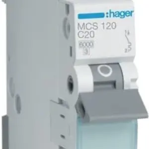 Hager MCS120 C20A 1-poliger Leitungsschutzschalter 6kA, Multicolor