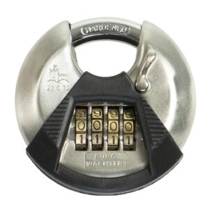 Burg Wächter Rundbügelschloss, Vorhängeschloss mit Zahlencode, 10 mm Bügelstärke, Edelstahlkorpus, Kneifschutz, Circle 23 C 70, 39901