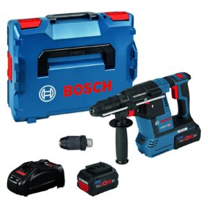Bosch Professional 18V System Akku Bohrhammer GBH 18 V-26 F (inkl. 2×5.5 ProCORE Ah Akku, Schnellladegerät GAL 1880 CV, Schnellspannbohrfutter 13…