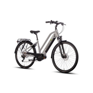 Saxonette Premium Sport Trapez 28″ E-Bike, 250 W SFM Mittelmotor, 90 Nm, 522 Wh Akku, 140 km Reichweite, Shimano Deore 10-Gang, RH50, Silber matt
