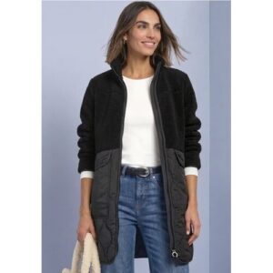 Street One Mantel mit Strukturmix und Stehkragen female Schwarz