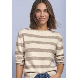 Street One Pullover mit Boat Neck und Streifen female Beige