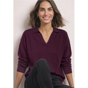 Street One Langarm Pullover mit Polokragen female Rot