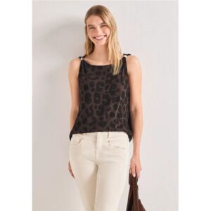 Street One Top mit U-Boot-Ausschnitt und Schulterdetail female Braun