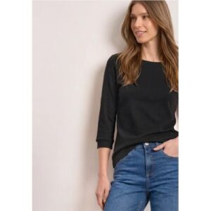 Street One 3/4-Arm Shirt mit U-Boot-Ausschnitt female Schwarz