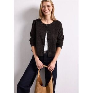 Street One Langarm Jacke mit Rundhals und Knöpfen female Braun