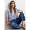 Street One Chambray Bluse mit Split Neck und Elastiksaum female Blau