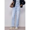 Street One Wide Leg Jeans im Bleached-Look female Blau