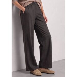 Street One Straight Leg Hose mit Streifen und Schnalle female Braun