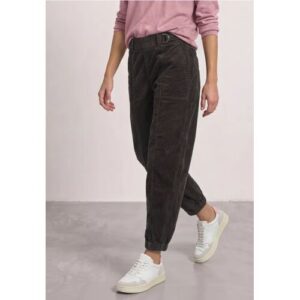 Street One High Waist Barrel Leg Hose mit Elastikbund female Braun