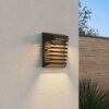 HOFTRONIC Dono LED Solar Wandleuchte mit Dämmerungsschalter – 3000K Warmweiß – 0,2W 10lm – IP65 – Schwarz