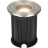 HOFTRONIC Maisy LED Bodeneinbaustrahler außen – Ø12cm – Rund – Dimmbar – GU10 Fassung – 2700K warmweiß – 4W 345lm – Bodenstrahler – Edelstahl – IP67 Wasserdicht