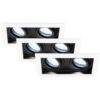 HOFTRONIC 3er-Set Durham – LED Einbaustrahler – Schwenkbar – 4 Watt 345 Lumen – 6500K tageslichtweiß – GU10 – Dimmbar – Viereckig – IP20 für Innenbereich – Weiß/Schwarz