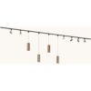 LUSENZ Schienenbeleuchtungs-Set – Gerade – 4x 1 m Schiene – 6 Schienenstrahler – 4 Pendelleuchten – Inkl. 2700K GU10 – IP20 – Modular – 230V – Beloria/Belano (L) – Braun