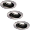 HOFTRONIC 3er Set Mesa LED Einbaustrahler – GU10 4 Watt 345 Lumen – 6500K tageslichtweiß – Dimmbar – Versenkt – Rund – Schwenkbar – IP20 für innen – Edelstahl