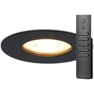 HOFTRONIC 14x Bari Einbaustrahler – Schwarz – Dimmbar – GU10 – 4 Watt 345 lumen – 2700K warmweiß – IP65 Wasserdicht – mit Dimmer und Fernbedienung – Bad und Wohnzimmer