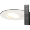 HOFTRONIC 8x Einbaustrahler Napels – Weiß – Dimmbar – 360° schwenkbar – 39mm Einbautiefe – 8W 570 Lumen – 2700K warmweiß – IP65 wasserdicht – mit Dimmer und Fernbedienung