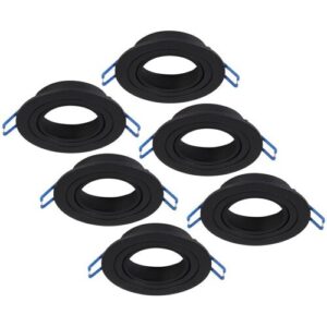 HOFTRONIC 6er Set Pedro LED Einbaustrahler – Schwenkbar – Durchmesser 90mm – Rund – GU10 Einbauleuchte – IP20 für den Innenbereich – Schwarz