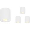 HOFTRONIC 4er Set Ray LED Deckenspot – Rund – Dimmbar – Schwenkbar – 4 Watt 345lm – 2700K warmweiß – GU10 Fassung – Aufbaustrahler – IP20 Innen – Austauschbarer Abdeckring – Weiß