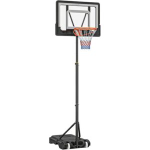 HOMCOM Basketballkorb für draußen  Höhenverstellbarer Basketballständer für Kinder mit Rädern, Schwarz, 83 x 75 x 206-260 cm  Aosom