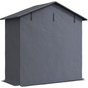 Outsunny Gartenhaus 1,1×2 m mit aufrollbarem Eingang, Spannseilen und Heringen, Gartenhaus aus verzinktem Stahl und 420D Oxford, für Fahrräder und Gartengeräte, UV30+, Dunkelgrau   Aosom
