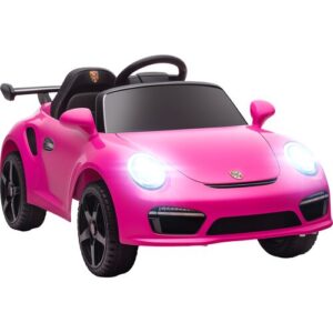 AIYAPLAY Elektrisches Kinder-Polizeiauto, 12 V Batterieauto, mit 2,4 G Fernbedienung, Doppelmotor, Sirene, Kabellose Musik, Hupe, Stützräder und LED-Scheinwerfer, Rosa   Aosom