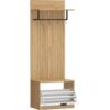 HOMCOM Garderobe für den Eingangsbereich mit Klapp-Schuhschrank, Garderobenständer mit Sitzbank, 4 Haken und Schuhablagen, Moderner Organizer für Flur und Diele, Rovere und Weiß   Aosom