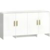 HOMCOM Sideboard für Küche, Schrank mit 4 Fächern, 4 Soft-Close-Türen, Abgerundete Kanten, TV-Möbel bis 183 cm, 152x40x80 cm, Weiß   Aosom