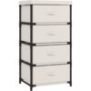 HOMCOM Kommode mit 4 Stoffschubladen, Schlafzimmerkommode, Stahlrahmen, Schneller Aufbau, Schubladenschrank für Wohnzimmer, Büro, Ankleidezimmer, Beige   Aosom