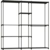 HOMCOM Stoffkleiderschrank, Schlafzimmer-Aufbewahrungsschrank mit Kleiderstangen & Ablagen, Schwarz, 182 x 43 x 185 cm   Aosom