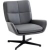 HOMCOM Drehsessel, PU-bezogener Wohnzimmer-Sessel, Lesesessel mit gepolstertem Sitz, Armlehnen, Metallfüße, für Wohnzimmer, Schlafzimmer, Grau   Aosom