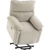 HOMCOM Relaxsessel Elektrisch Fernsehsessel mit Aufstehhilfe Vibrationsmassage, Wärme, TV Sessel mit Liegefunktion, USB, Fernbedienung, Ruhesessel mit Chenille-Optik für Wohnzimmer Cremeweiß   Aosom