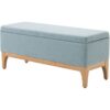 HOMCOM Aufbewahrungsbank 2-in-1 im skandinavischen Stil Maße 110L x 39B x 45H cm Wassergrüner Stoff   Aosom