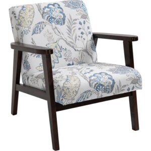 HOMCOM Sessel mit Armlehnen und gepolstertem Sitz aus Holz und atmungsaktivem Stoff für Zuhause und Büro, Blumendesign, 68,5×78,5x75cm   Aosom