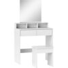 HOMCOM Schminktisch mit Hocker und Spiegel, 3 Regale, 2 Schubladen, Moderner Schminktisch aus Holz für Schlafzimmer, 75x38x135 cm, Weiß   Aosom
