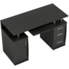 HOMCOM Computerschreibtisch, Computertisch 120 x 55 cm mit Tastaturauszug, 3 Schubladen, Fach für PC-Gehäuse und offene Regalfächer, für Schlafzimmer, Zuhause, schwarz   Aosom