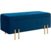 HOMCOM Sitzbank, Polsterbank mit Stauraum, Truhenbank, Stoff, Metall, Gummiholz, Schaumstoff, Dunkelblau, 100 x 40 x 42 cm   Aosom