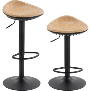 HOMCOM Barhocker 2er Set Drehbar Barstuhl mit Fußstütze Höhenverstellbar Tresenhocker mit Holzoptik, aus Kunstleder, Küchenhocker für Küche, Wohnzimmer, Esszimmer, Eiche   Aosom