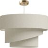 HOMCOM Pendelleuchte mit 3 Leinenschirmen, moderne Deckenlampe höhenverstellbar für Wohnzimmer, Arbeitszimmer oder Esszimmer, Beige, Leuchtmittel nicht enthalten   Aosom