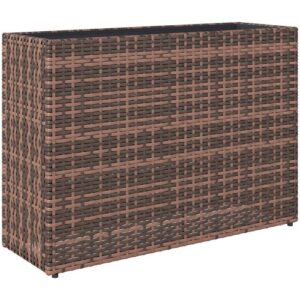 Outsunny Polyrattan Blumenkasten Hochbeet mit verstellbaren Füßen Pflanzkasten mit herausnehmbarem Einsatz Pflanzkübel für Terrasse, Balkon und Gemüse, Braun   Aosom