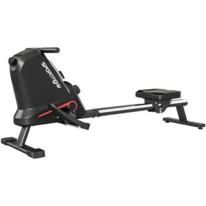 SPORTNOW Rudergerät für Zuhause Leises Magnetisches Rudergeräte mit 16 Widerstandsstufen Exklusiver APP LCD-Display Handyhalterung Alurahmen Vertikale Lagerung Rudermaschine bis 130kg Heimrudergerät   Aosom