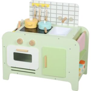 AIYAPLAY Kinderküche Spielküche mit Mikrowelle Spüle und Zubehör Spielzeugküche Puppenküche Spielset Spielzeug für Kinder Geschenk für Mädchen Jungen ab 3 Jahren Grün   Aosom