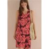 Cecil / Knielanges Jerseykleid mit V-Neckund Print – coral / Orange / 95% Viskose/5% Elasthan / XXL XL L S M
