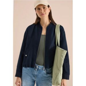 Cecil / Blouson aus Leinen mit Zipper – universal blue / Blau / 100% Leinen / XXL XL L S