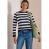 Cecil / Sweatshirt mit Rundhals und Streifen – urban dark blue / Blau / 65% Baumwolle/35% Polyester / M L 3XL XL XS S XXL