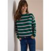 Cecil / Pullover mit Boat Neck und Streifen – dark fir green melange / Grün / 33% Polyester/31% Polyacrylic/24% Baumwolle/12% Nylon / S L XXL M